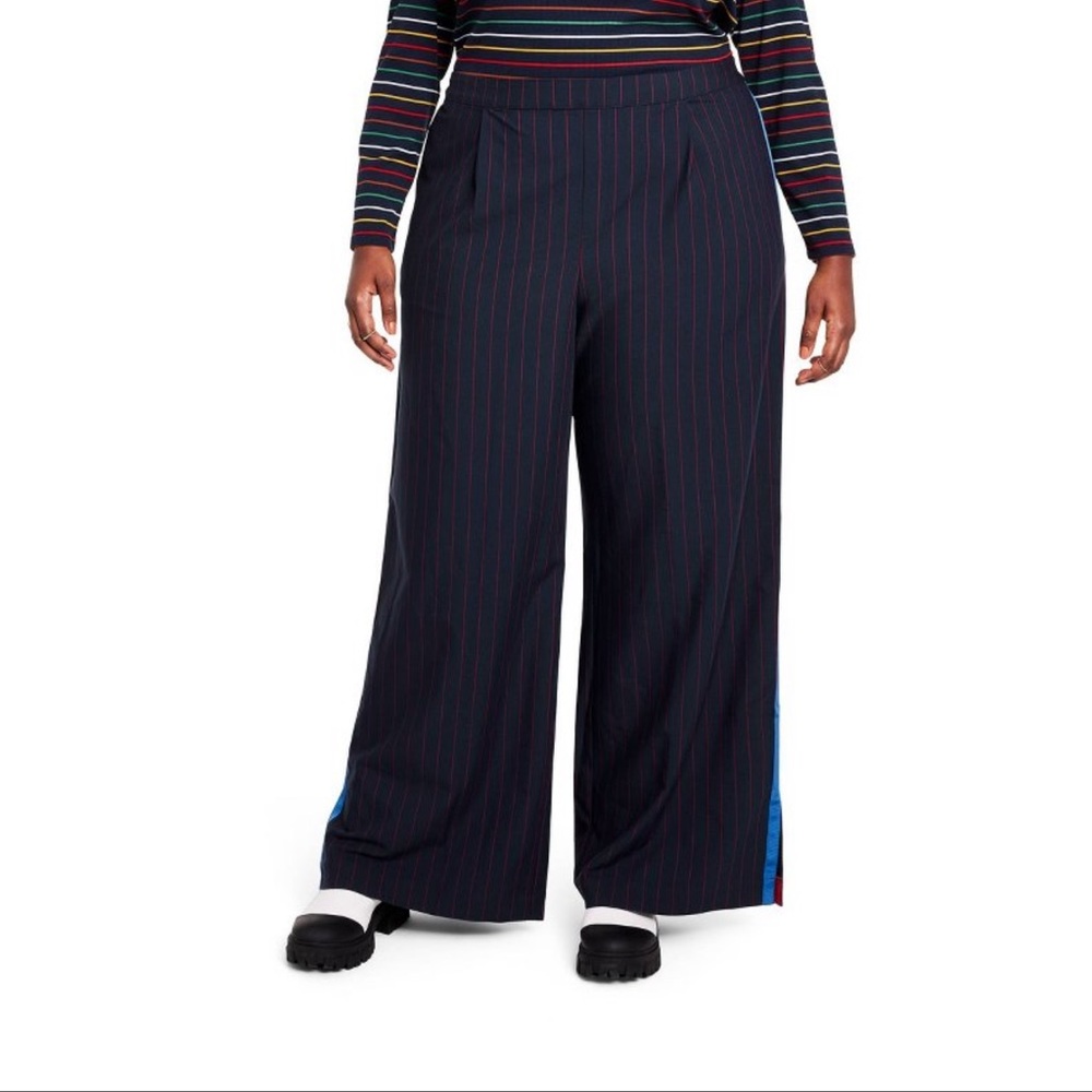 La Ligne x Target Navy/Red Women's Side Striped Wide-Leg Trousers